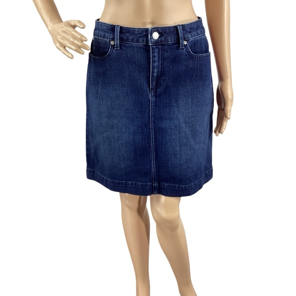 Talbots Dark Wash Denim Skirt Stretch A-Line Mini Jean Skirt Size 2